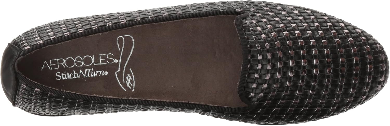 Aerosoles Women’s Betunia Slip-On Loafer with Memory Foam Footbed(Blk Met Combo)