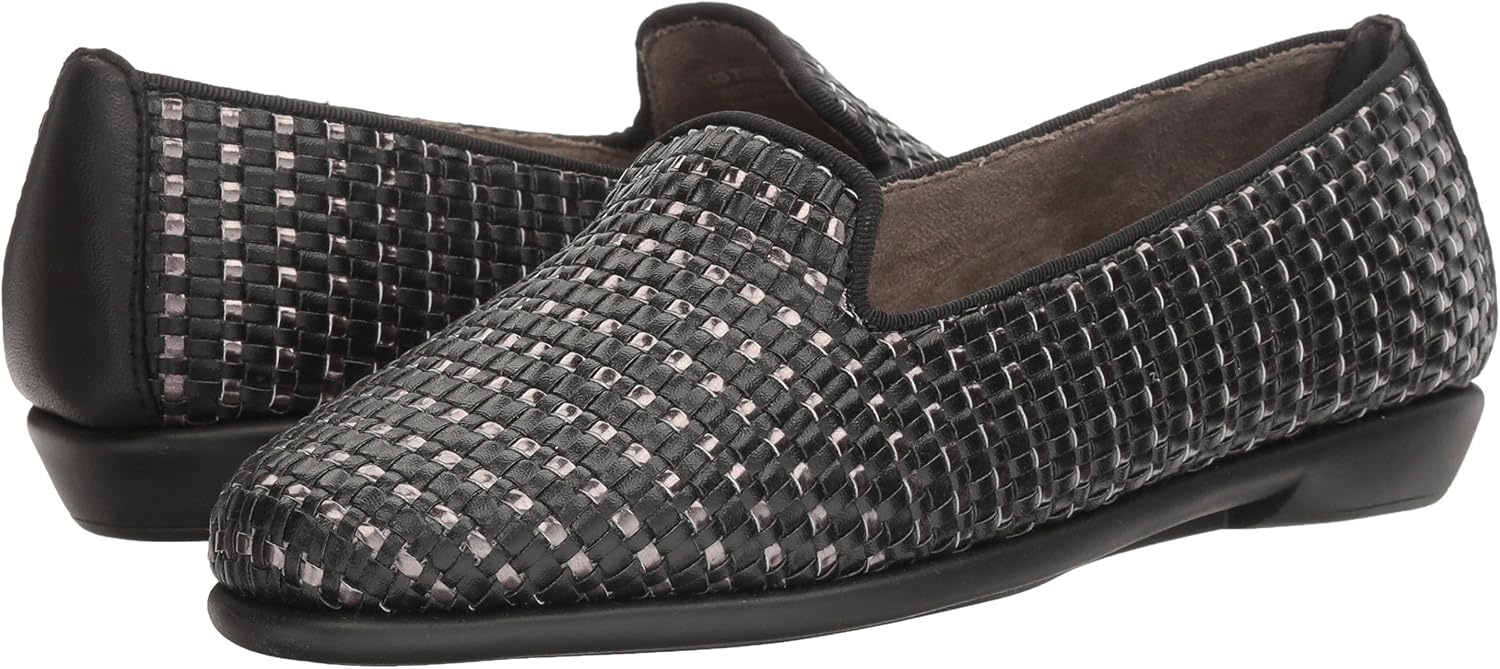 Aerosoles Women’s Betunia Slip-On Loafer with Memory Foam Footbed(Blk Met Combo)