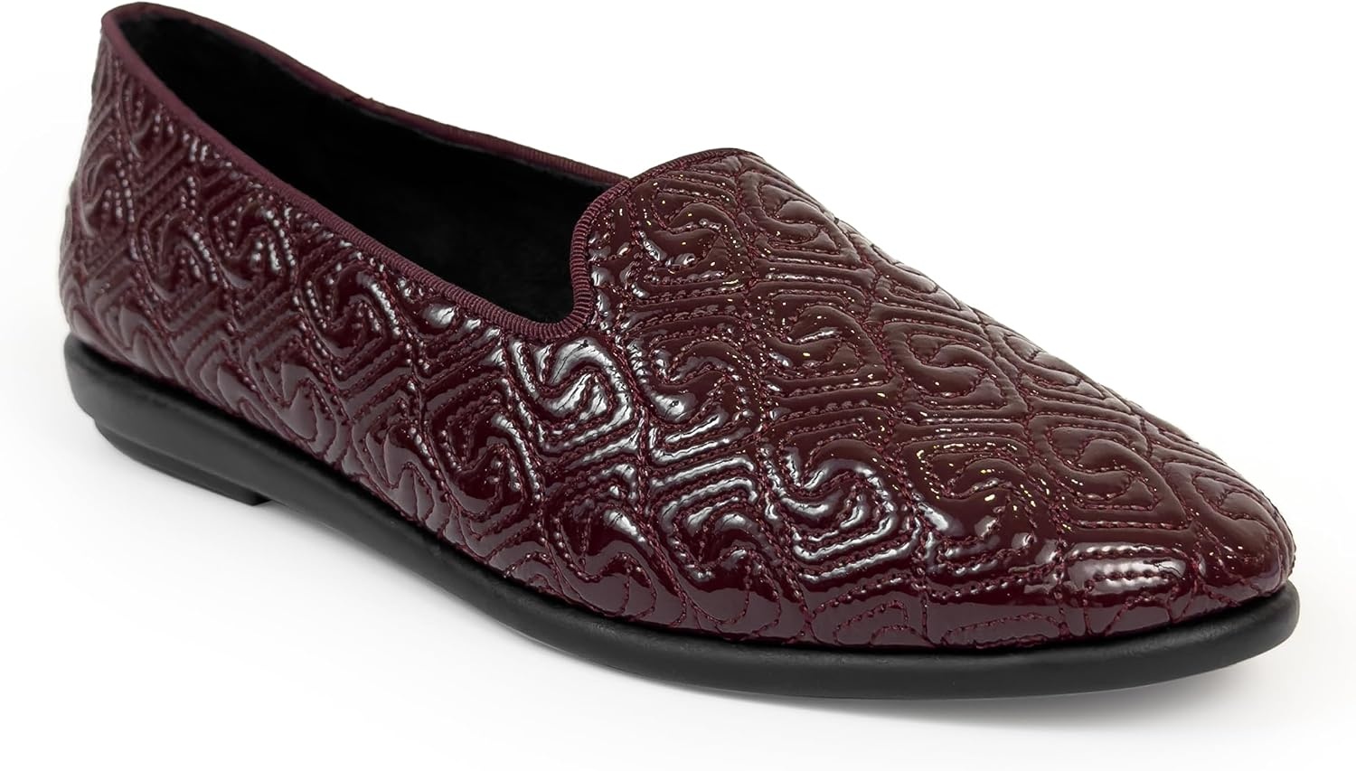 Aerosoles Women’s Betunia Slip-On Loafer with Memory Foam Footbed(Merlot Crinkle Patent Faux Leather)