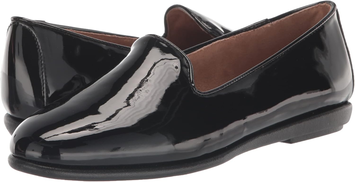 Aerosoles Women’s Betunia Slip-On Loafer with Memory Foam Footbed(Black Patent)