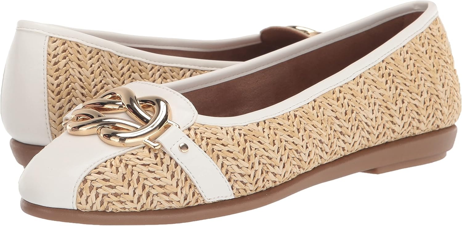 Aerosoles Women’s Big Bet Flats(Natural Combo Raffia)