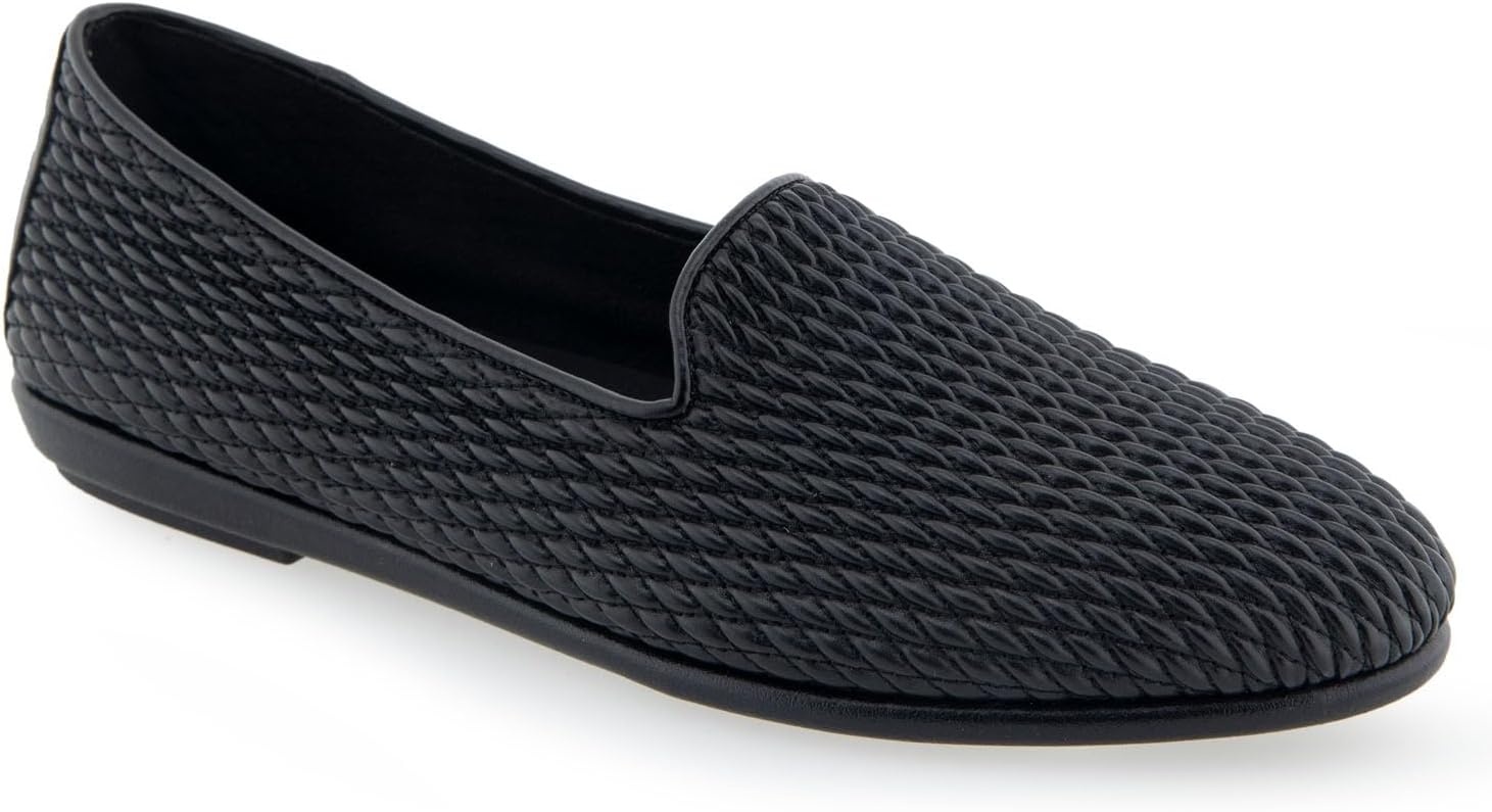 Aerosoles Women’s Betunia Slip-On Loafer with Memory Foam Footbed(Black Pu)