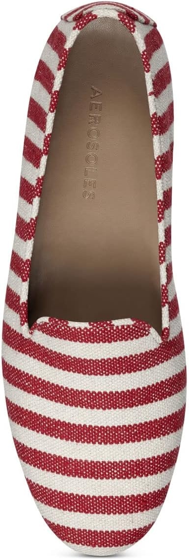 Aerosoles Women’s Betunia Slip-On Loafer with Memory Foam Footbed(Red Stripe)