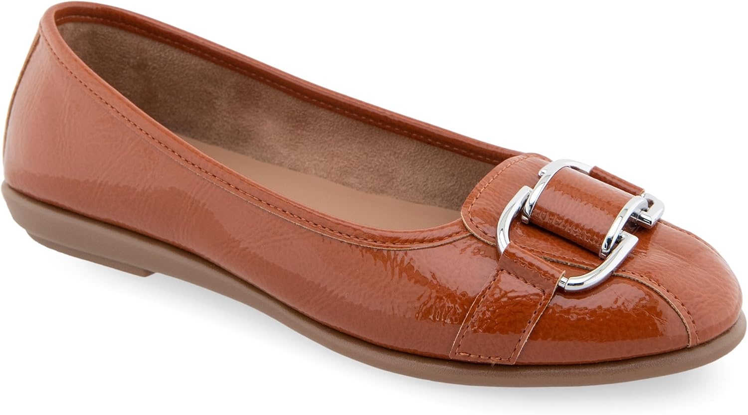 Aerosoles Women’s Bentley(Tan Patent Crinkled Faux Leather)