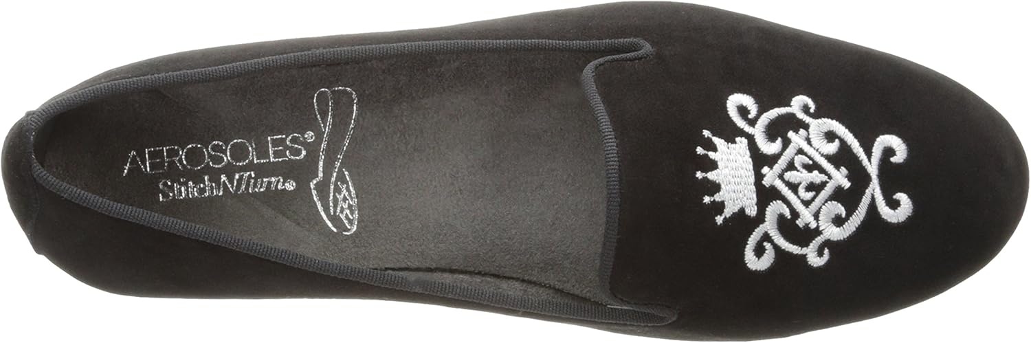 Aerosoles Women’s Betunia Slip-On Loafer with Memory Foam Footbed(Black/Silver)