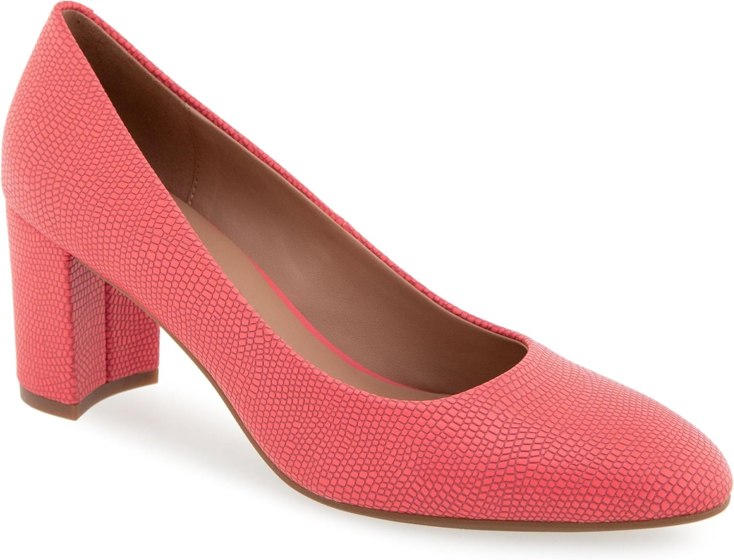 Aerosoles Women’s Betsy Pumps(Coral Lizard Embossed Faux Leather)