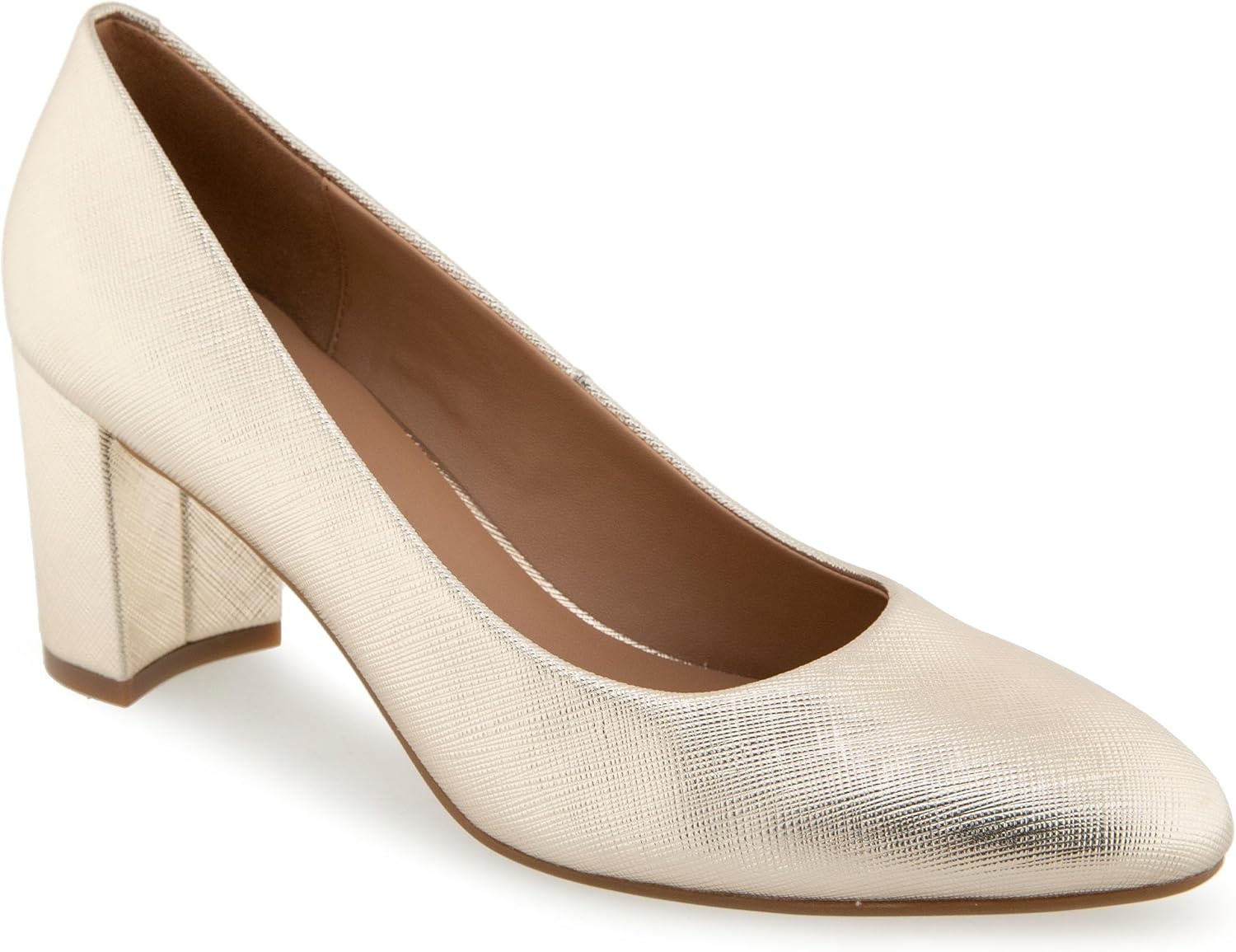 Aerosoles Women’s Betsy Pumps(Gold Metallic Textured Faux Leather)