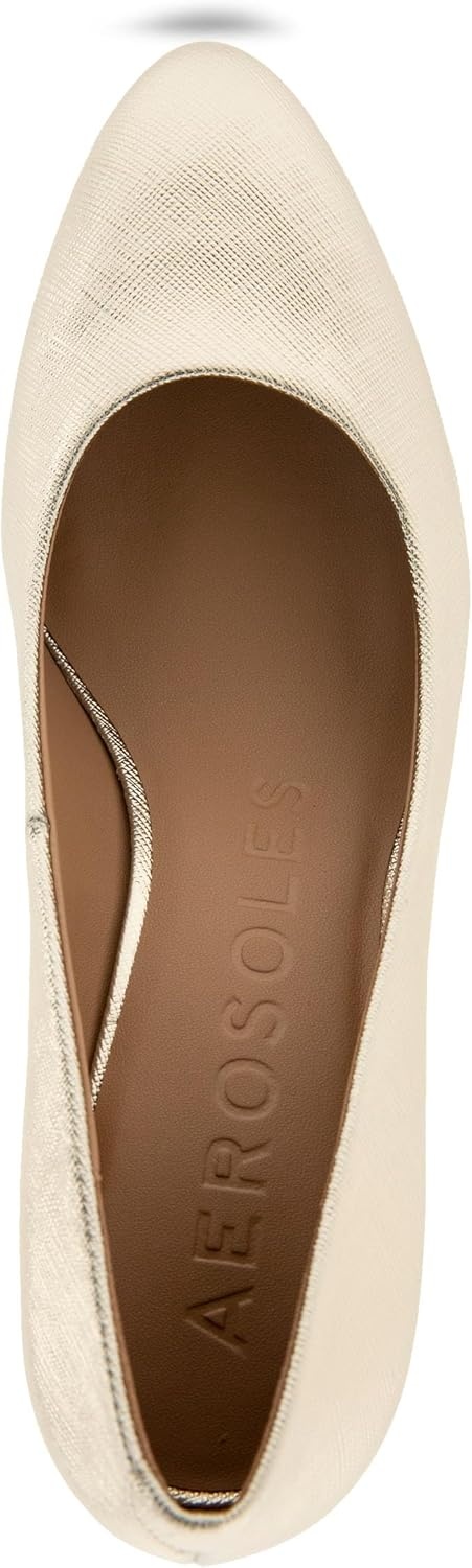 Aerosoles Women’s Betsy Pumps(Gold Metallic Textured Faux Leather)