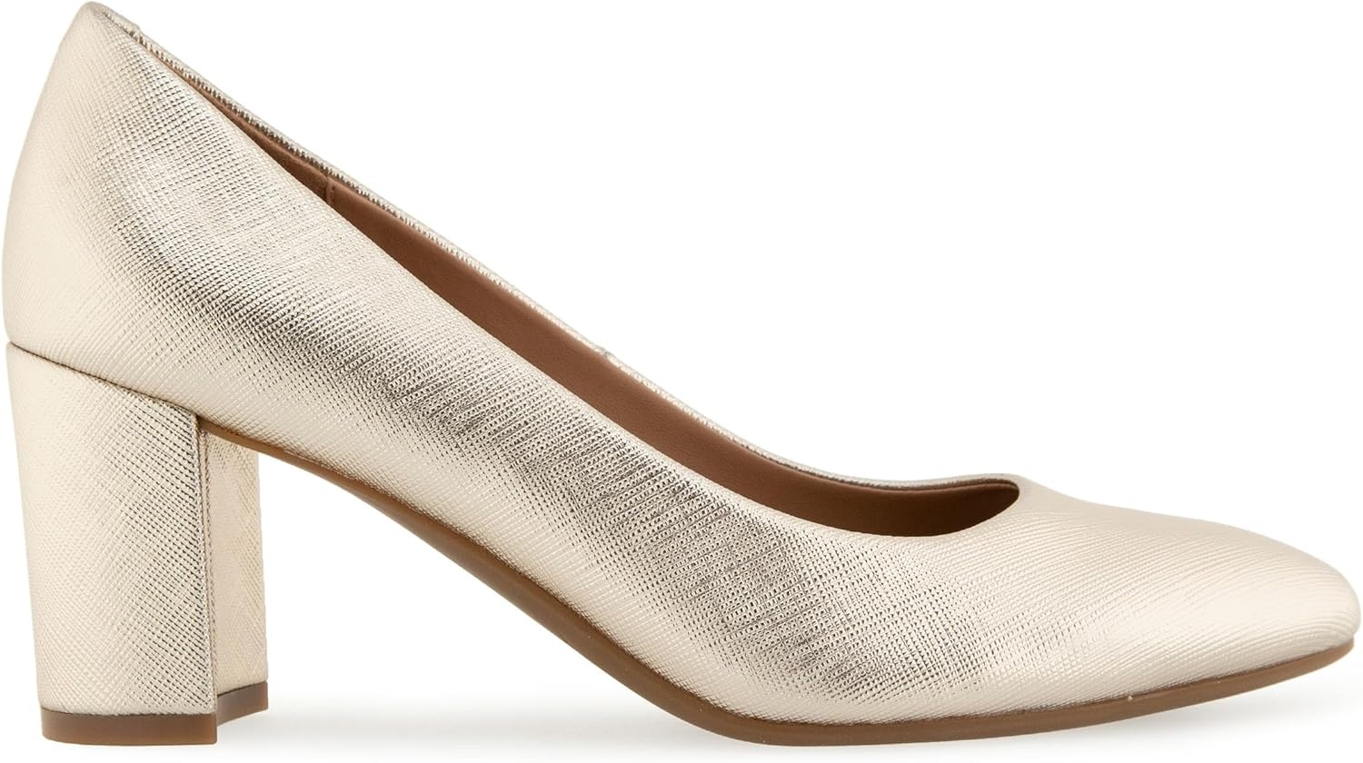 Aerosoles Women’s Betsy Pumps(Gold Metallic Textured Faux Leather)
