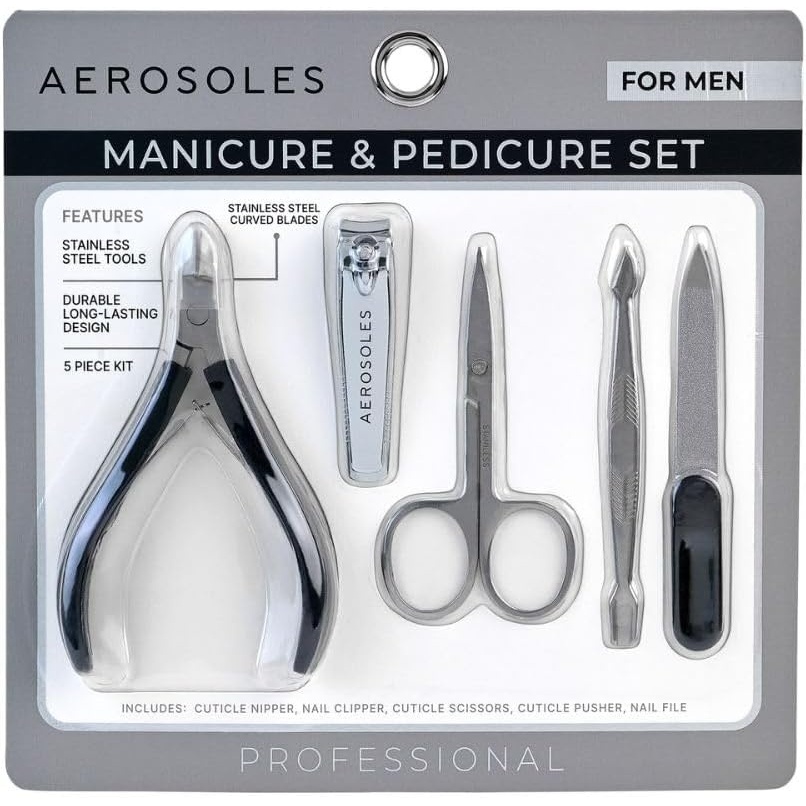 Aerosoles 5PC Manicure & Pedicure Set for at-Home Foot Spa – Complete Kit for Feet Care